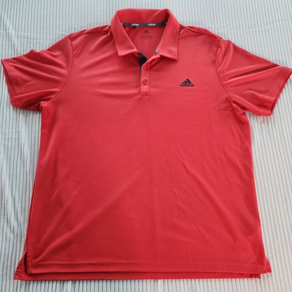 Adidas Mens Performance Polo Shirt Red Short Sleeve Golf Activewear XL